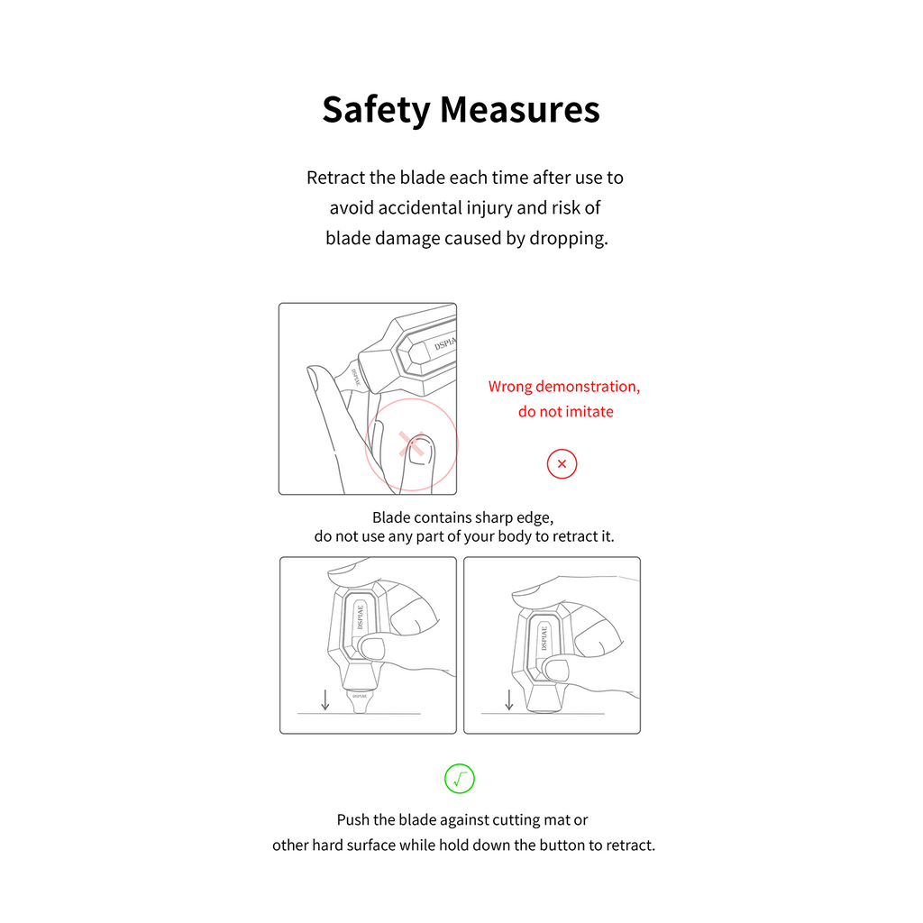 Dspiae Parts Separator with Retracting Blade safety diagrams for use