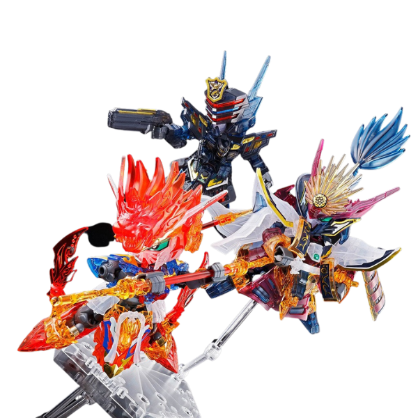 Gundam Express Australia Gundam Base Limited SDW Heroes 3 piece set Epyon Impulse & Verde Buster Set (Clear Colour) front view all three of them