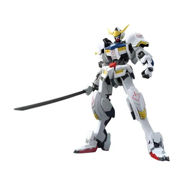 Bandai 1/144 HG IBO Barbatos & Long Dist. Booster Kutan San front on pose with sword