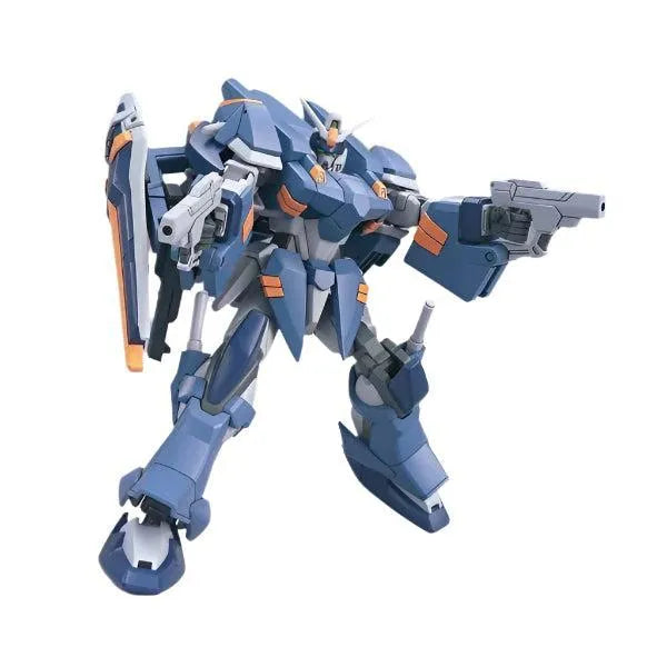 Bandai 1/144 HG Blu Duel action pose with weapons.