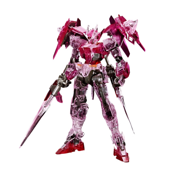 Bandai 1/144 HGBD Gundam Base Limited Gundam 00 Diver [Trans-am Clear] front on