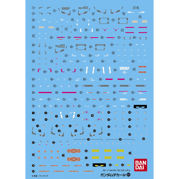 Bandai 1/144 GD-84 RG RX-78-2 Gundam Waterslide Decal  package artwork