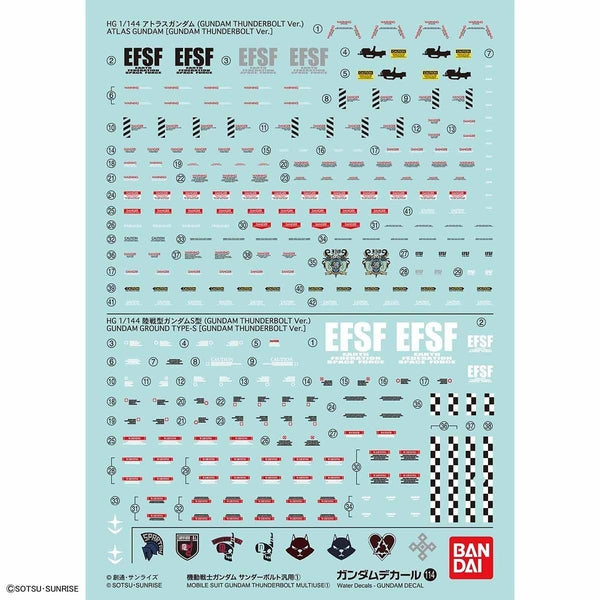 Bandai 1/144 HG GD-114 Mobile Suit Gundam Thunderbolt Multiuse Set 1 Waterslide Decal package artwork