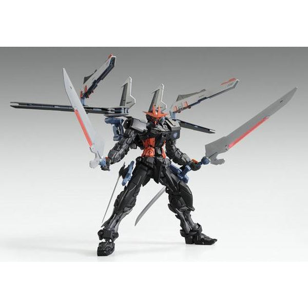 P-Bandai MG 1/100 Gundam Astray Noir action pose with weapons