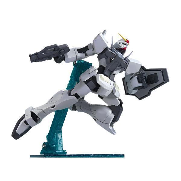 Bandai 1/144 HG GN-0000 Gundam 0 Gundam action pose with weapon. 