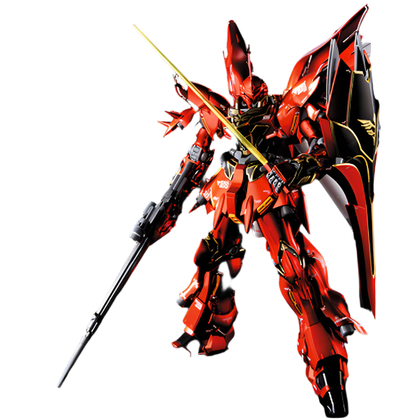 Bandai 1/100 MG Sinanju Ver. Ka Titanium Finish front on view.