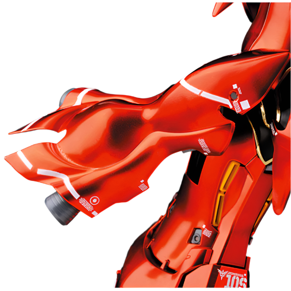 Bandai 1/100 MG Sinanju Ver. Ka Titanium Finish leg thruster close up rhs