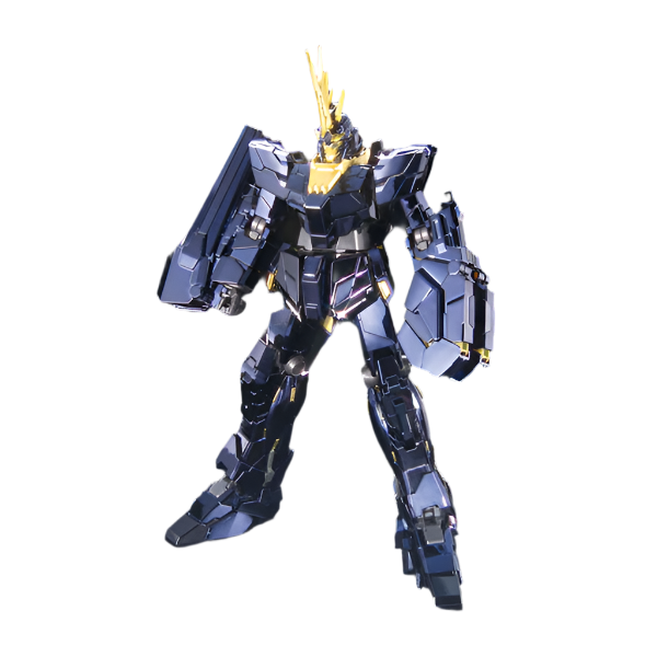 Bandai 1/100 MG RX-0 Unicorn Banshee Titanium  front on view.