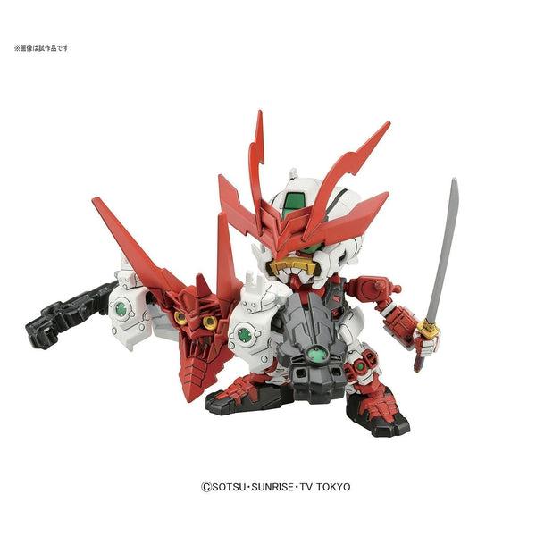 Bandai BB 389 Sengoku Astray Gundam action pose with weapon. 