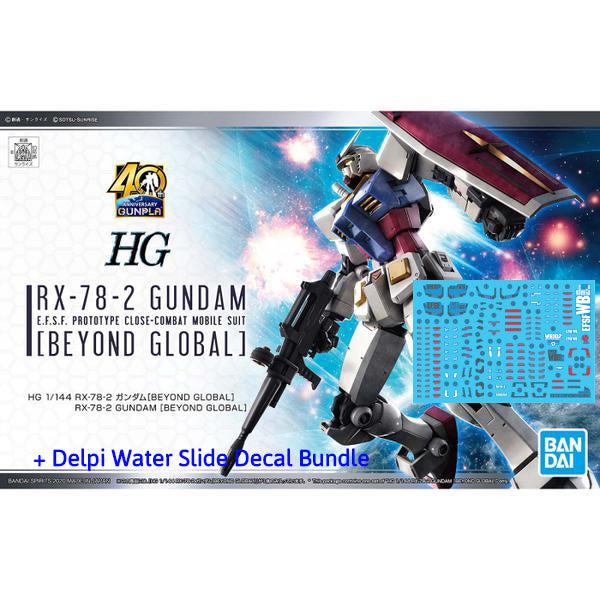 Bandai 1/144 HG RX-78-2 Gundam (Beyond Global) + Delpi Water Slide Decal Bundle