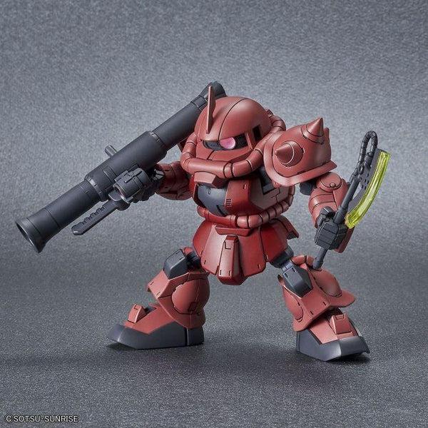 Bandai SDCS Char's Zaku II  action pose with weapon. 