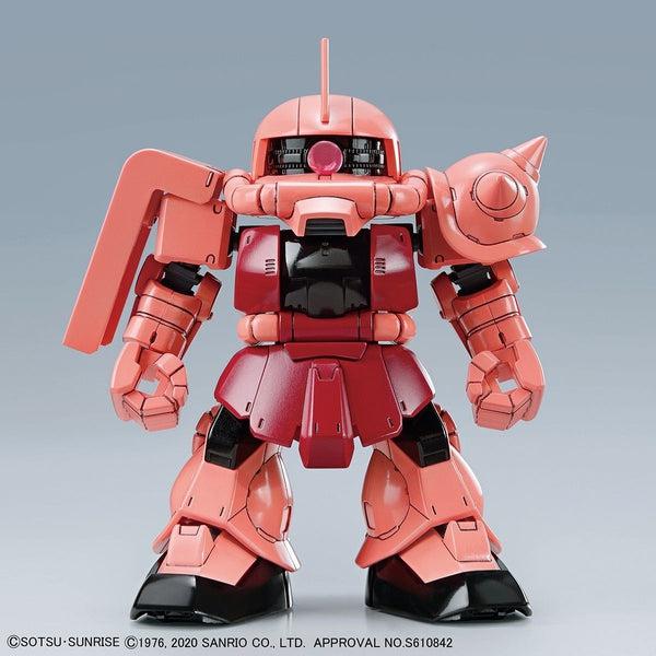 Bandai SD Hello Kitty/Char's Zaku II Gundam front on view.