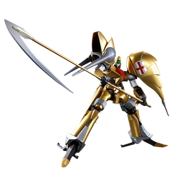 Bandai 1/144 HG Oji (Heavy Metal L-Gaim) action pose with weapon. 