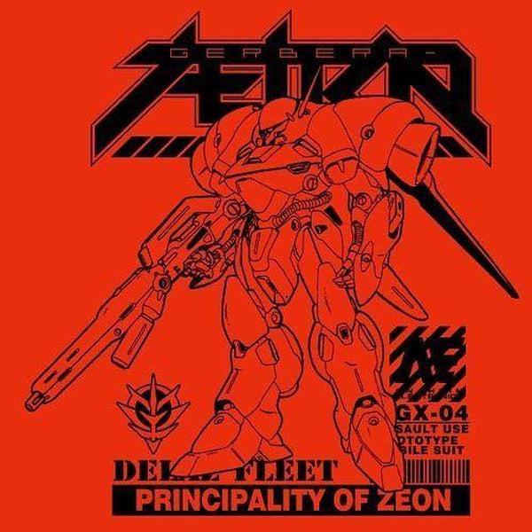 Cospa T-Shirt Mobile Suit Gundam 0083 Gerbera Tetra close up of logo in high red tee