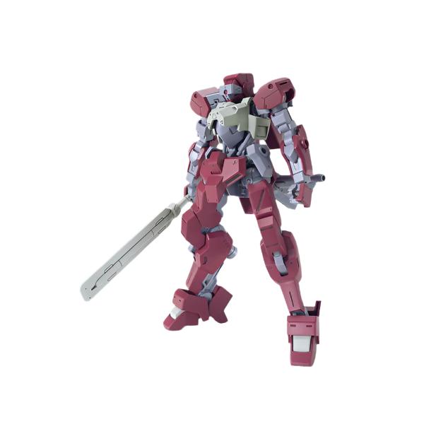 Bandai 1/144 HG IBO IO Frame Shiden action pose with weapon. 