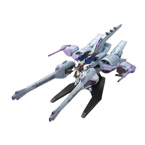 Bandai 1/144 HG Meteor Unit + Freedom Gundam front on view.