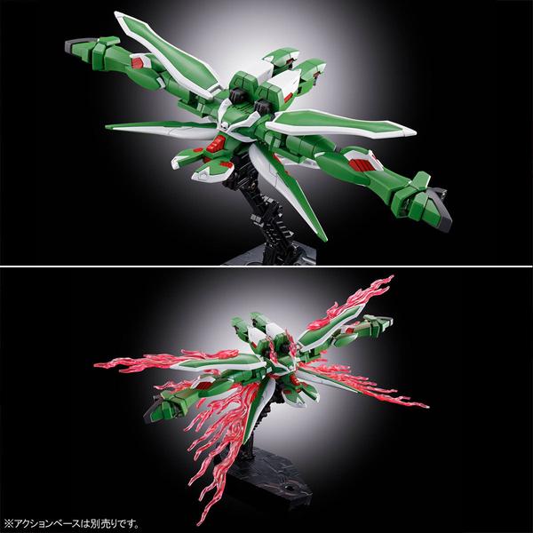 P-Bandai 1/144 HG Phantom Gundam split view action pose with and without effect parts