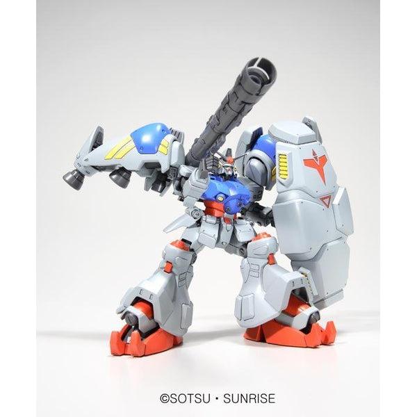 Bandai 1/144 HGUC RX-78GP02A (Type-MLRS) action pose with weapon. 