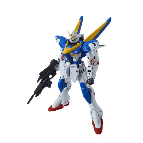 Bandai 1/100 MG Victory 2 Gundam Ver Ka action pose with weapon. 