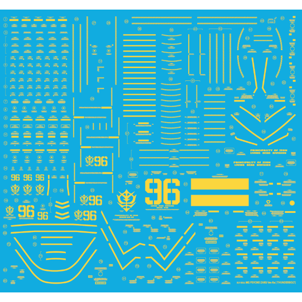 Delpi 1/100 MG Psycho Zaku Thunderbolt Ver Ka Gold Hologram Water Slide Decal