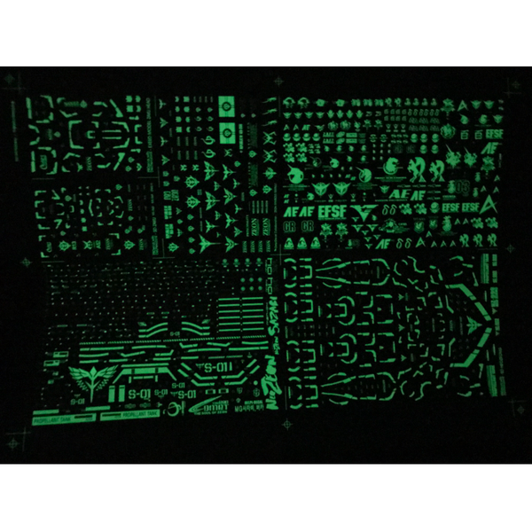Delpi 1/100 MG Sazabi Luminous Water Slide Decal in dark space