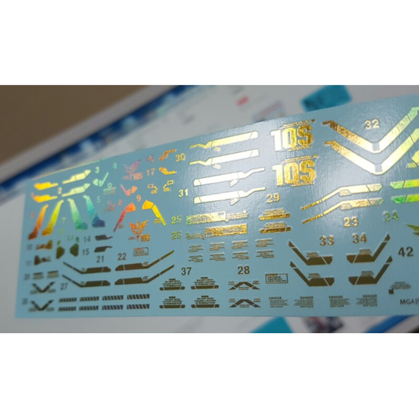 Delpi 1/100 MG Sinanju Water Slide Decal example hologram effect