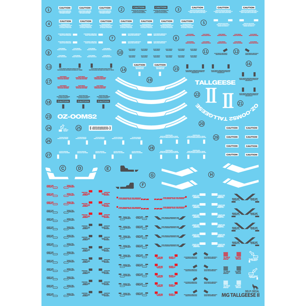 Delpi 1/100 MG Tallgeese II Water Slide Decal
