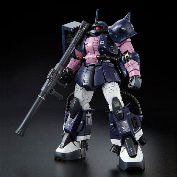 P-Bandai 1/144 RG Black Tri Stars Zaku II front on view.