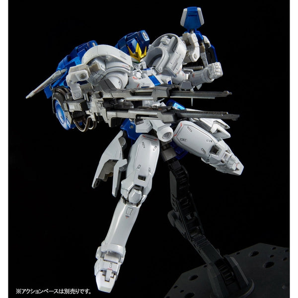 P-Bandai RG 1/144 Tallgeese III Titanium Finish  action pose with weapon. 