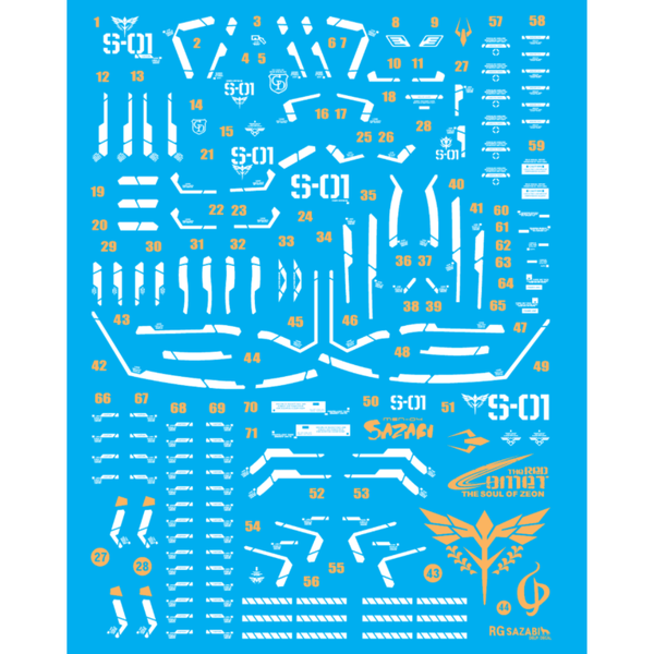 Delpi 1/144 RG Sazabi Gold & White Hologram Water Slide Decal