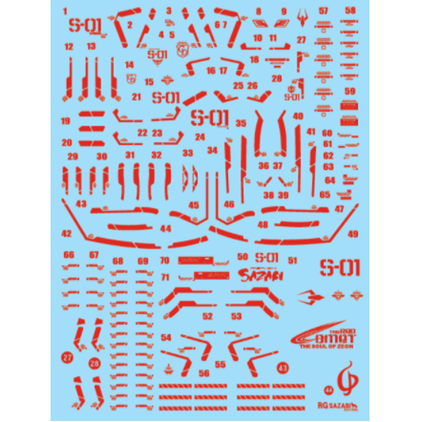 Delpi 1/144 RG Sazabi Red Hologram Water Slide Decal